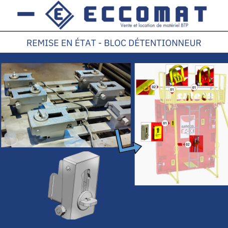 Équipement de bloc détenteur avec différents dispositifs de sécurité.