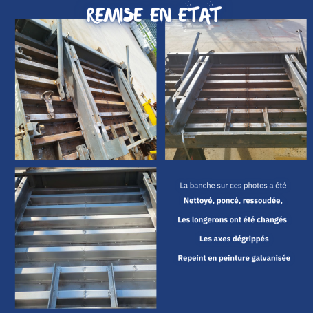 Vue de rampes métalliques rénovées, nettoyées et repeintes.