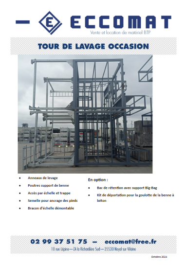 Tour de lavage - OCCASION Tour de lavage d'occasion avec détails techniques et coordonnées de contact.